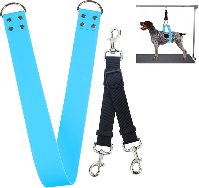 DISCPETSEC Pet Dog Grooming Belly Straps - 2 Inch Dog Grooming Loops Sky Blue Groomer Belly Support Band Wide Waterproof Strong PVC Belly Loop Grooming Restraint Noose for Pets Bathing Groom(Sky Blue-Long) - Image 1